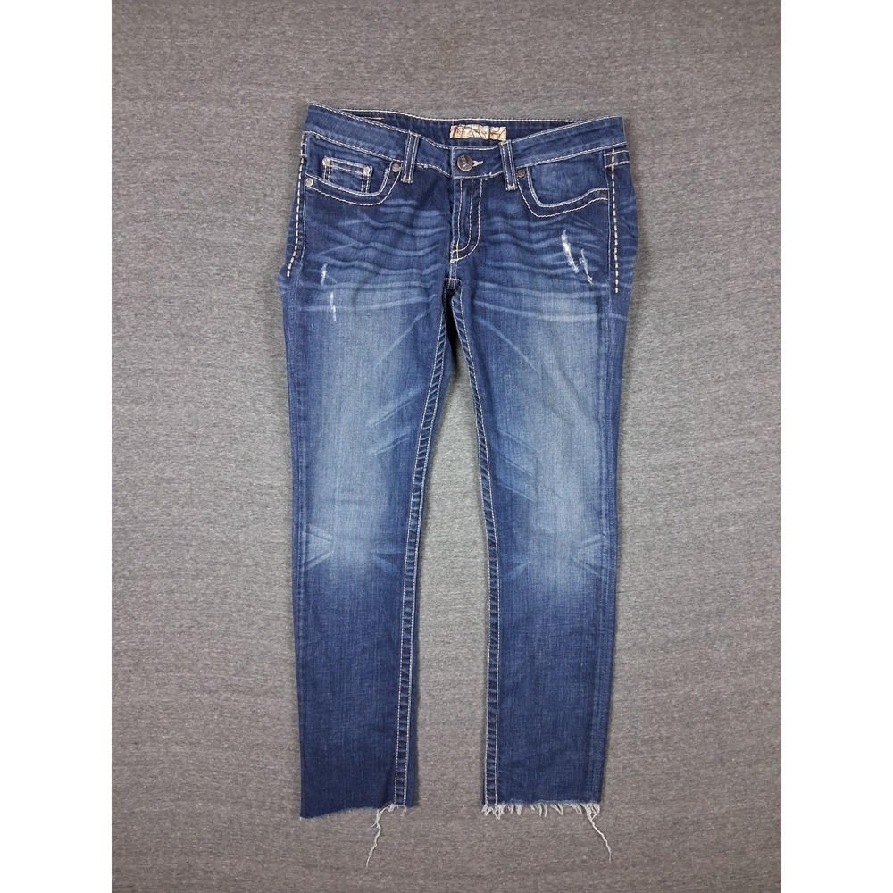 BKE‎ Stella Womens Jeans 28x31 Blue Skinny Ripped Distressed Western Ranch